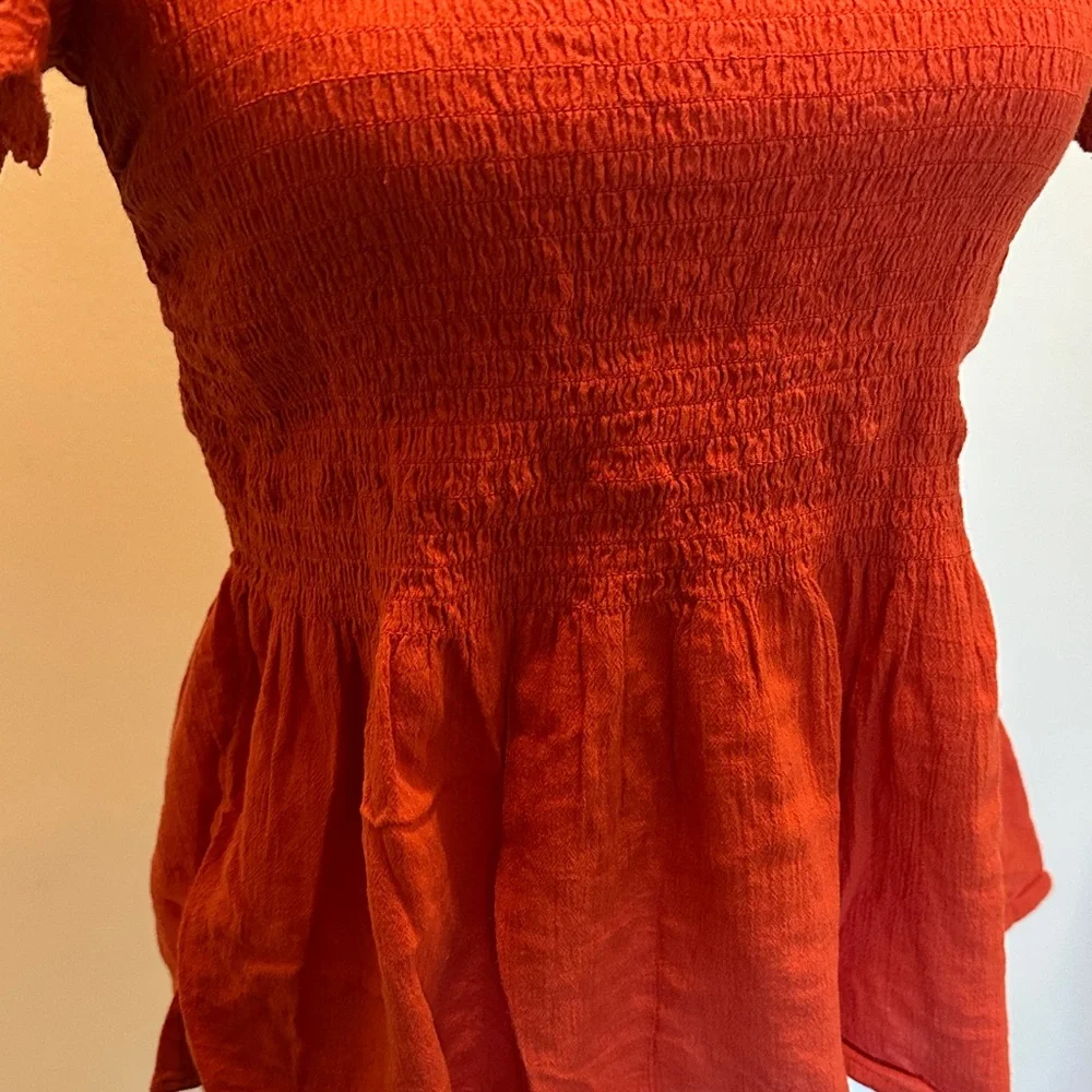 Madewell Peplum Button Smocked Blouse - Picture 3 of 7